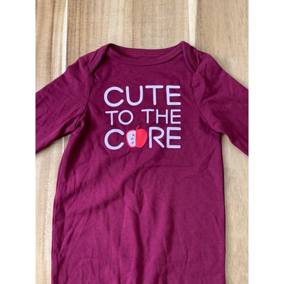 Cat & Jack Babies Sleepwear 1 Piece Pajamas "Cute To The Core" Long Sleeve 12M - Picture 2 of 8
